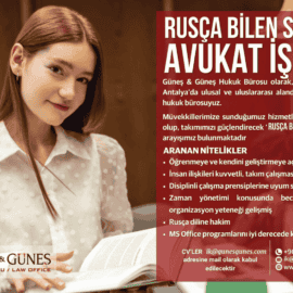 Rusça Bilen Stajyer Avukat İş İlanı