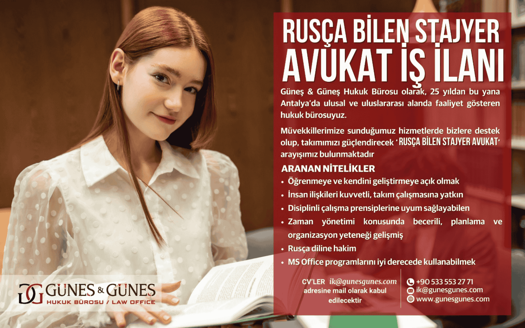 Rusça Bilen Stajyer Avukat İş İlanı